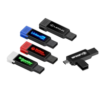 Nieuwe Fashion USB 3.0 Flash Drive met LED-verlichting voor Type-C telefoons, aanpasbaar logo, zwart/zilver