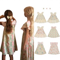 Robe en coton pour enfants 2026BA, style pastoral d'été, pour filles, plissée, brodée de fleurs, bordure soluble dans l'eau, style princesse