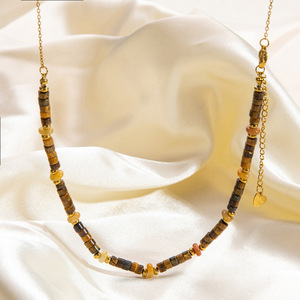 Collar de piedra natural Dopamine, cadena de clavícula de oro de 18 quilates para mujer, joyería de moda para fiesta, estilo veraniego - Product Image 3