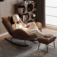 Fauteuil à bascule moderne et ergonomique, chaise à bascule avec base en bois et structure en métal, chaise longue pour la maison, le salon, la chambre à coucher