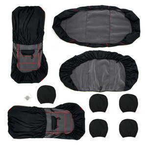 Sarung jok mobil jaring Universal grosir warna merah dengan hitam 9 buah satu set - Product Image 2