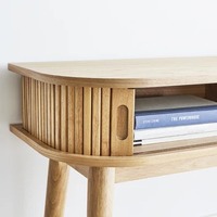 Vente en gros de table console en placage de bois de frêne de 100cm coiffeuse à maquillage en bois de frêne massif courbé naturel