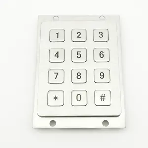 Custom stainless steel waterproof industrial metal 4x3 matrix numeric mechanical keypad