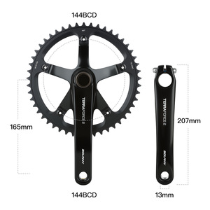 Juego de bielas Bolany para bicicleta de pista, 48T 49T, aleación, 144BCD, piñón fijo con orificio redondo, negro, hueco - Product Image 5