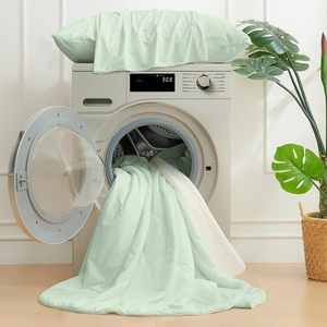 Mantas refrescantes para personas que duermen con calor <span class=keywords><strong>y</strong></span> sudaciones nocturnas, edredón de verano color verde menta claro para cama tamaño Queen, transpirable <span class=keywords><strong>y</strong></span> suave - Product Image 4