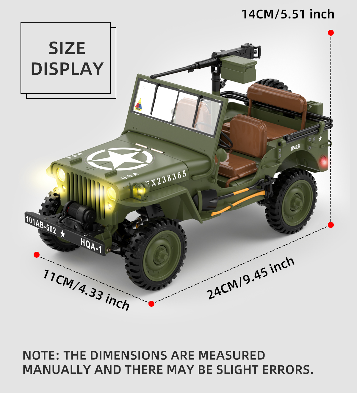 【美品】JEEP HG4-58 G.P.W 1/14スケール RC　A1606 HG TRASPED HG4-58 RTR 1/14 2.4G 4WD RC Car Willys Military