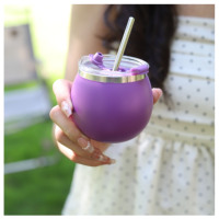 Tasse en acier inoxydable style gourde mate - Ensemble de voyage isotherme à double paroi pour boisson Yerba avec bombilla, pour camping/bureau