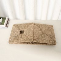 Panier de rangement tressé carré en jonc de mer, multi-usages, écologique et best-seller, avec design fenêtré - Boîte de rangement pliable pour vêtements et jouets