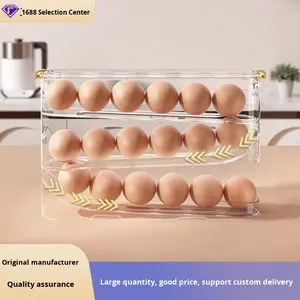 Organisateur de rangement pour œufs roulants en plastique léger moulé par injection, moderne, blanc, préservation de <span class=keywords><strong>la</strong></span> fraîcheur pour réfrigérateur, cuisine - Product Image 2