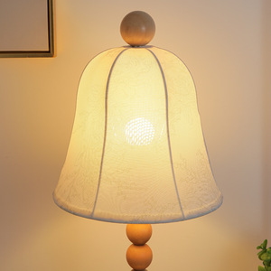 Fabric <b>Table</b> <b>Lamp</b> Solid Wood <b>Base</b> E27 LED Bulb Switch Control 220V Bedside Desk Lighting Cozy Bedroom Study Room Decor - Product Image 2