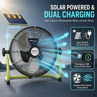 Ventilateur électrique efficace de 16 pouces, ventilateur de sol de 25 W avec télécommande, autonomie de 4 à 10 heures, idéal pour une utilisation en extérieur et à la maison