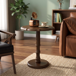 Mesa de Centro Redonda Tradicional de Madera con Base de Patas Torneadas, Diseño Antiguo, Muebles para Sala de Estar - Product Image 2