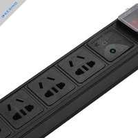 Venta caliente montaje en rack tira de alimentación Protector contra sobretensiones interruptor de enchufe de Hotel equipo de distribución de energía PDU enchufe de extensión