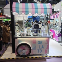 Chariot de vente mobile avec évier, chariot à glaces mobile pour café, boulangerie, hall d'hôtel, chariot de vente à pousser pour intérieur et extérieur