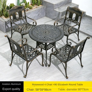 Ensemble de table et chaises en aluminium moulé pour l'extérieur, meubles modernes et durables, pour villa, jardin, balcon, salon, imperméable, protection solaire, 4 places - Product Image 6