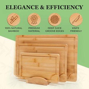 Juego de Tablas de Cortar de Bambú Rectangulares Multifuncionales Antibacterianas, Tablas de Picar para Cocina, Juego para Rebanar Frutas - Product Image 3