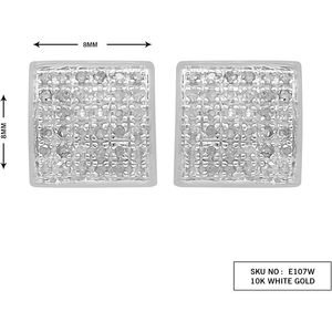 Jewelspaark 10K White Gold <b>Diamond</b> Stud <b>Earrings</b> 8mm <b>Square</b> Pav For Women - Product Image 5