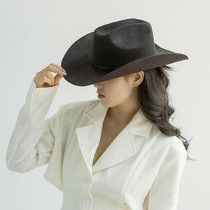 New Style Retro Western Cowboy <b>Hat</b> Wide Brim <b>Fedora</b> <b>Hats</b> <b>Men</b> Wholesale Custom Felt Wool <b>Fedora</b> <b>Hats</b> with logo - Product Image 6