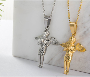 Vàng đôi cánh thiên thần mặt dây chuyền vòng cổ có tính năng một chi tiết thiết kế lông hip hop lấy cảm hứng từ vòng cổ phù hợp cho cả nam giới và phụ nữ - Product Image 1