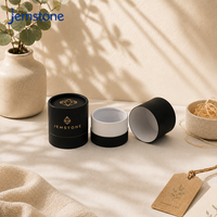 Tube en papier noir mat de luxe pour emballage cadeau haut de gamme, boîte cylindrique rigide en carton avec estampage à chaud doré pour cosmétiques et bougies