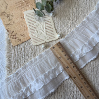 Dentelle en mousseline de soie blanche personnalisée, nouvelle dentelle plissée, bordure festonnée à volants, accessoire en dentelle pour robes