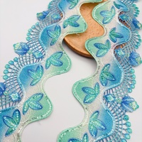 Vêtements pour enfants avec bordure en dentelle brodée multicolore, décoration en dentelle de polyester, dentelle à paillettes en gros