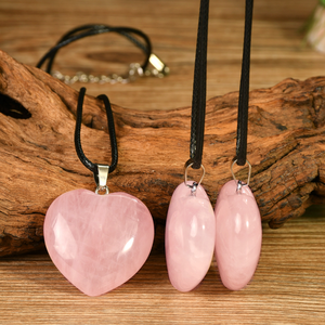 Collana Corta con Ciondolo a Forma <span class=keywords><strong>di</strong></span> Cuore in Agata Rosa Cristallina, Collana con Corda in Pelle e Pietra Naturale, Regalo <span class=keywords><strong>di</strong></span> San Valentino, Gioielli - Product Image 4