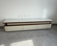 Ensemble de meubles de salon européens modernes très demandés : Table basse en pierre frittée + Meuble TV avec grand rangement pour appartement
