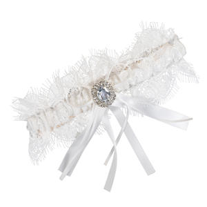 <span class=keywords><strong>Jarretière</strong></span> de mariée en dentelle, accessoires de mariage, ceinture à nœud en ruban faite à la main, anneau de jambe pour robe de mariée, fournitures de mariage, ODM Chine - Product Image 3