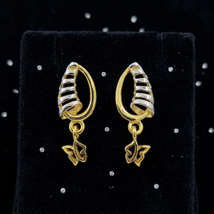 Luxury 22Ct Real Gold <b>Earrings</b> For Women Daily Wear Stud Tops Authentic 916 Gold <b>Piercing</b> Jewelry Lightweight Comfortable - Product Image 2