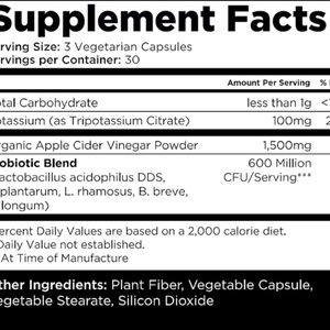Private Label Sugar <b>Free</b> Metabolism Booster Apple Cider Vinegar Capsules Liver & Gut Health Support <b>Weight</b> Management - Product Image 4