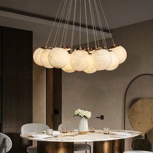 Sala de estar Villa alabastro anillo de tres niveles círculo candelabro de mármol español hoteles candelabros de anillo remoto y luces colgantes - Product Image 6