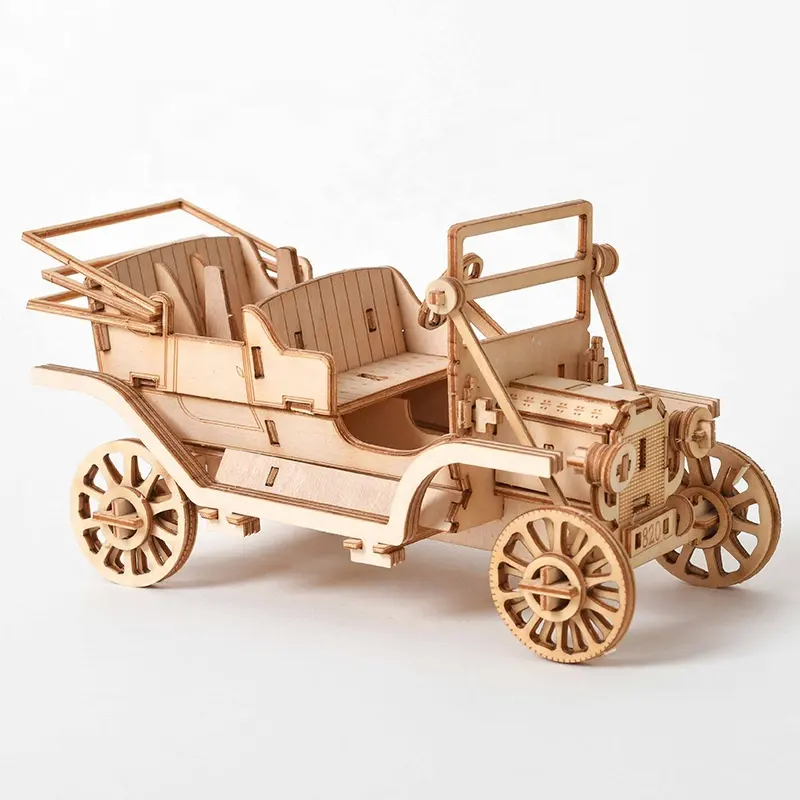 Factory Wholesale Customized 3d Wooden Classic Car Model Puzzle ODM OEM New DIY Wooden Model Puzzle Set Kids Handicraft Toys