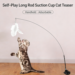 Etkileşimli Plastik Kedi Oyuncağı, Komik Tüy ve Çanlı, Vakumlu Tutucu ile Yavru Kedi Oyun Çubuğu Oyuncakları - Product Image 4