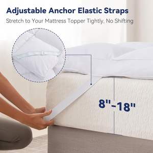 Alfombrilla de cama de plumas de ganso blanca ultra suave de 3 pulgadas personalizable 100% algodón orgánico Pillowtop tamaño completo antipolvo ácaros todas las estaciones - Product Image 4