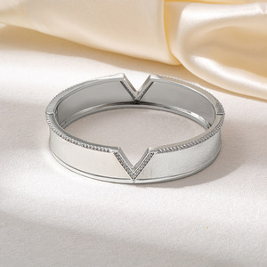 Gold And Silver Geometric Bangle <b>Bracelet</b> Plated <b>Copper</b> Jewelry Fashion Accessory - Product Image 3