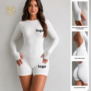 Mono deportivo de <span class=keywords><strong>manga</strong></span> larga para mujer, sin costuras, transpirable, de secado rápido, elástico en cuatro direcciones, con espalda hueca y efecto realce de glúteos. - Product Image 2