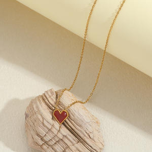 Juego de Accesorios de Moda con Collar con Colgante de Corazón de Acero Inoxidable, Cadena de Hueso con Cierre en Oro de 18k, Pendientes, Pulsera y Anillo - Product Image 4