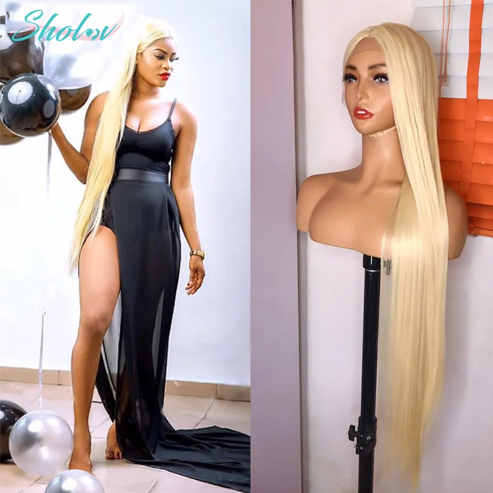 Transparent HD 13x6 Straight Virgin Brazilian Human Hair Lace Front Wig 613 Blonde Human Hair Wig 40 Inch Long For Black Women