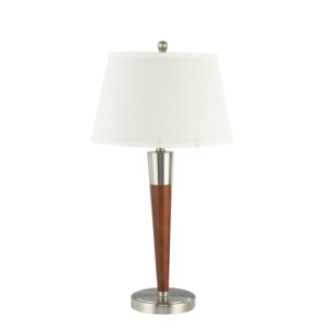 Customized Simple Double Wood Finish Metal Table <b>Lamp</b> with Power Outlet <b>USB</b> for Home Hotel Bedroom - Product Image 4