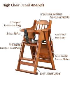 Vente en gros de <span class=keywords><strong>tabouret</strong></span> haut en bois pour enfants avec plateau chaise de salle à manger moderne pour bébé chaise pliante pour enfants à hauteur réglable avec <span class=keywords><strong>ceinture</strong></span> de sécurité - Product Image 3
