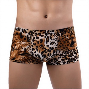 Caleçons boxers pour hommes à imprimé léopard, taille mi-haute, tricotés, respirants, en Spandex et Polyester, style BOXER BRIEFS - Product Image 2