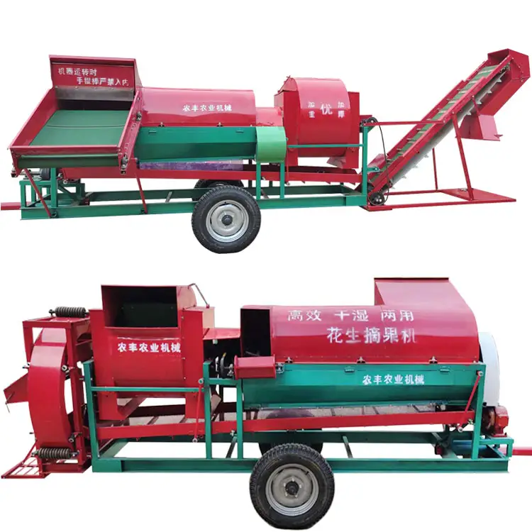 Four wheel tractor traction peanut picker can work while moving 380v22kw electric peanut picker automatically loads woven bags