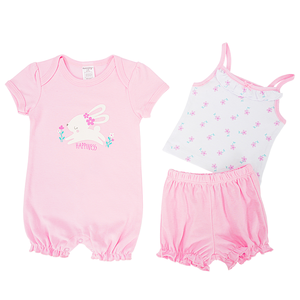 Vente en gros Sunnozy Ensemble 4 pièces pour nouveau-né 100% coton 200gsm Combinaison à manches courtes d'été Design imprimé d'animaux mignons Fermeture à boutons - Product Image 1