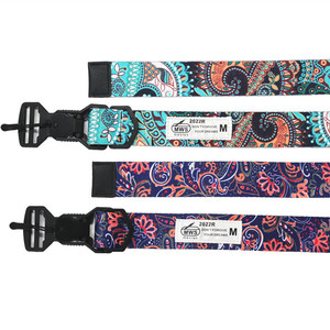 Fashion Cashew Flowers Nylon Canvas Webbing Belt with Magnetic Quick Release Buckle