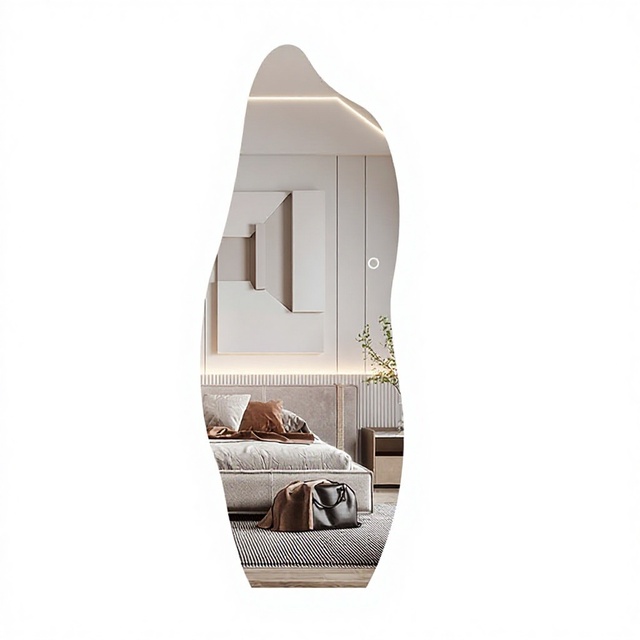 Irregular LED Smart Mirror Frameless Asymmetric Backlit Bathroom Mirror with Anti-fog 3-Color Dimmable Wall Mounted Hotel Mirror