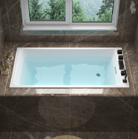 Baignoire carrée moderne encastrable de style japonais avec fonction de trempage chauffant, en acrylique, pour usage domestique (adultes)