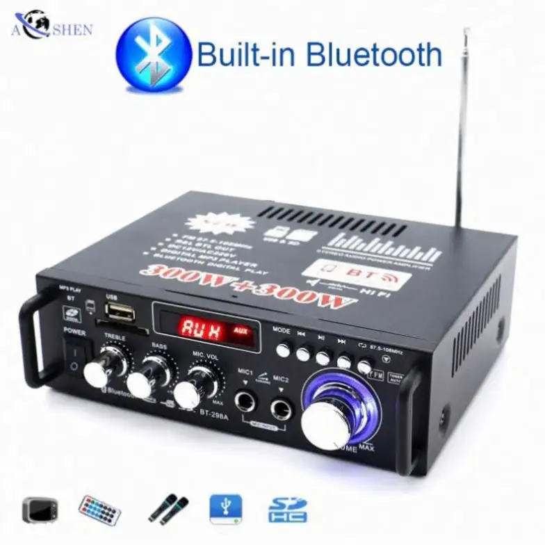 Factory Stereo Sound Power Radio 2channel Home Amplifier Bluetooth with FM Professional Car Audio amp