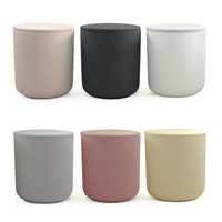 Bocal à Bougie Cylindrique en Céramique de Luxe Unique 12oz Mat, Vases Modernes Vides avec Couvercles
