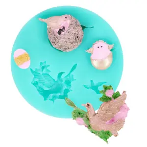 Round 4pcs 3D vivid grain peace dove bird nest magpie lark egg shape diy silicone mold